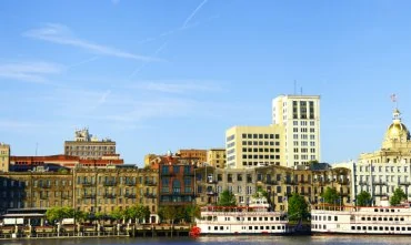 View of buildings of the city of Savannah, Georgia, during the day
