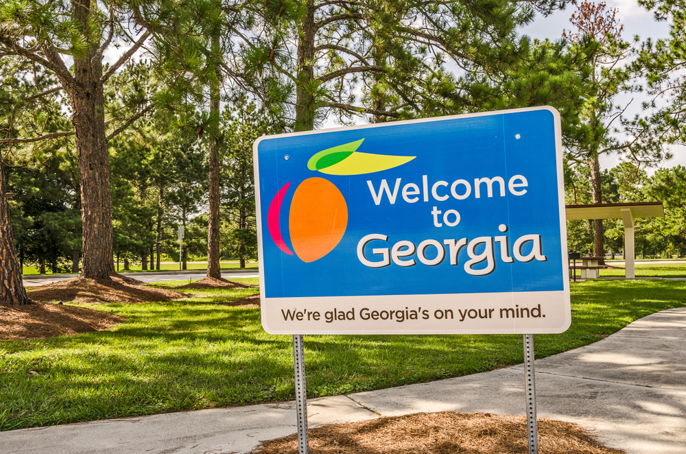 welcome to georgia sign off of the road