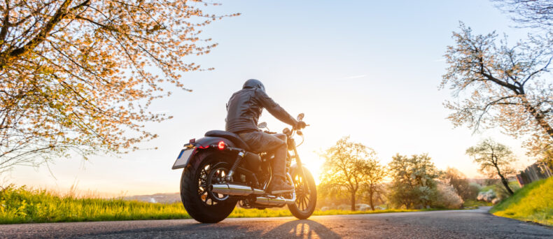 spring team road with motorcycle rider