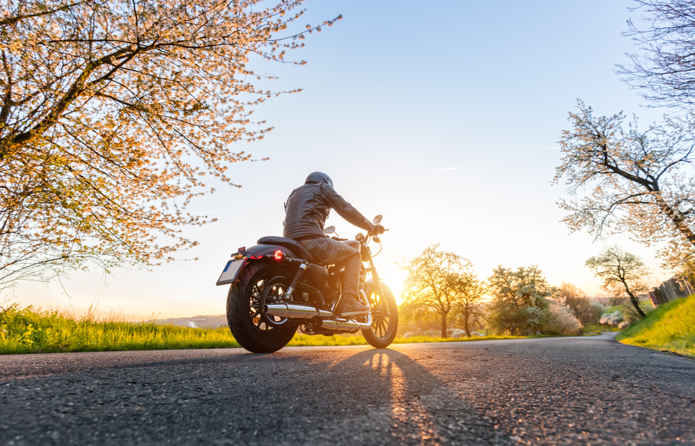 spring team road with motorcycle rider