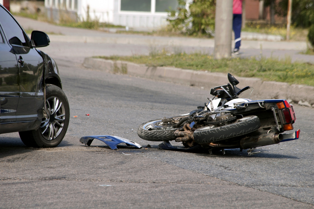 crashed motorcycle on road