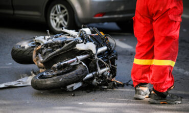 crashed motorcycle on road