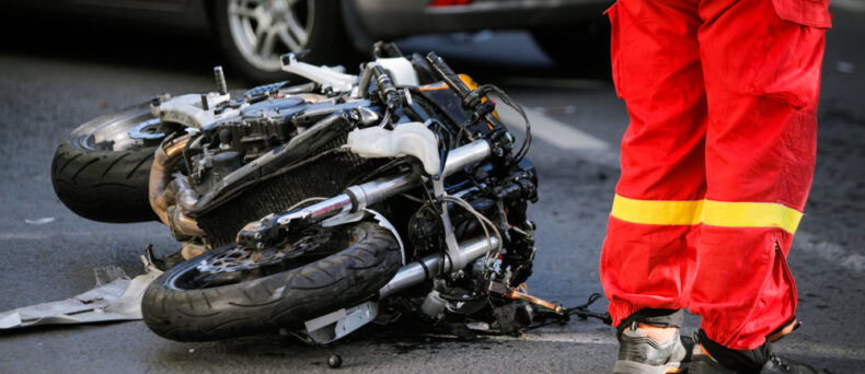 crashed motorcycle on road