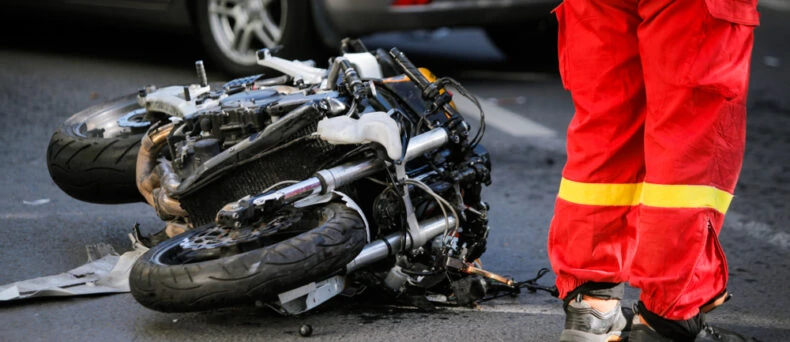 crashed motorcycle on road