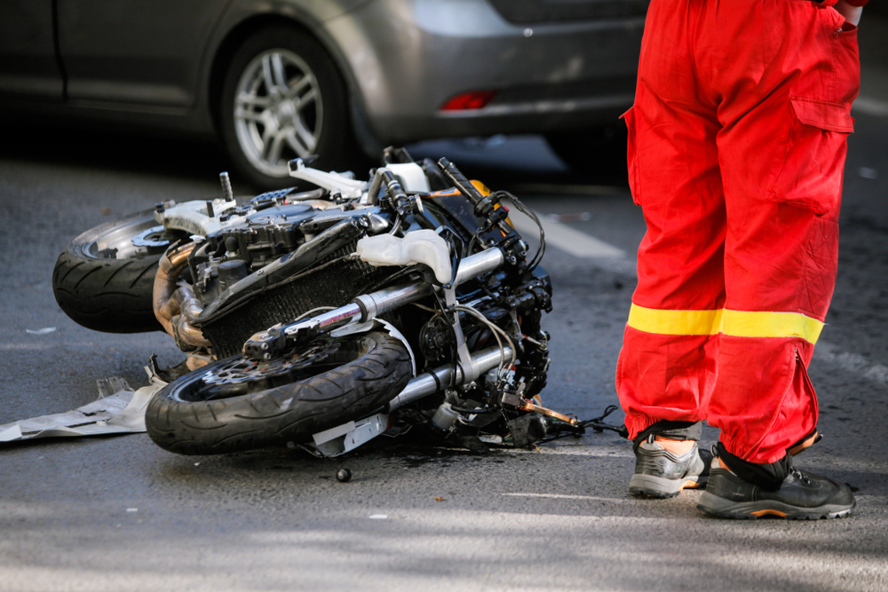 crashed motorcycle on road