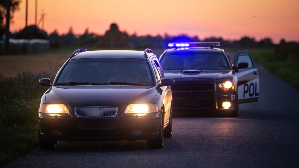 car getting pulled over by cop