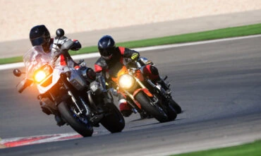 two motorcycles racing