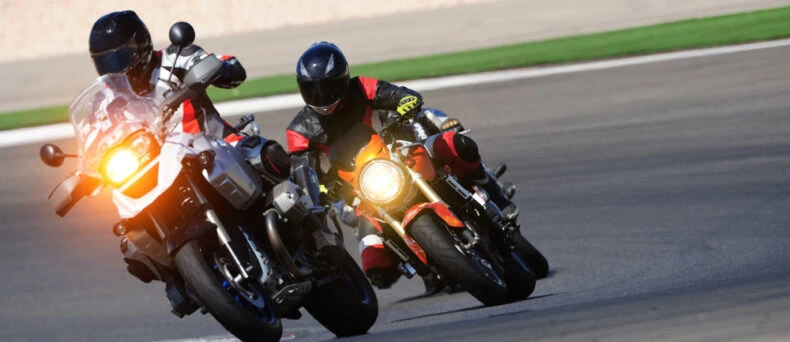 two motorcycles racing