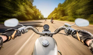 viewpoint of motorcycle rider on the road