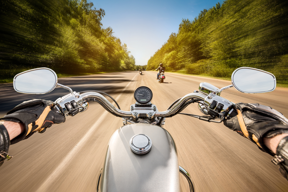 viewpoint of motorcycle rider on the road