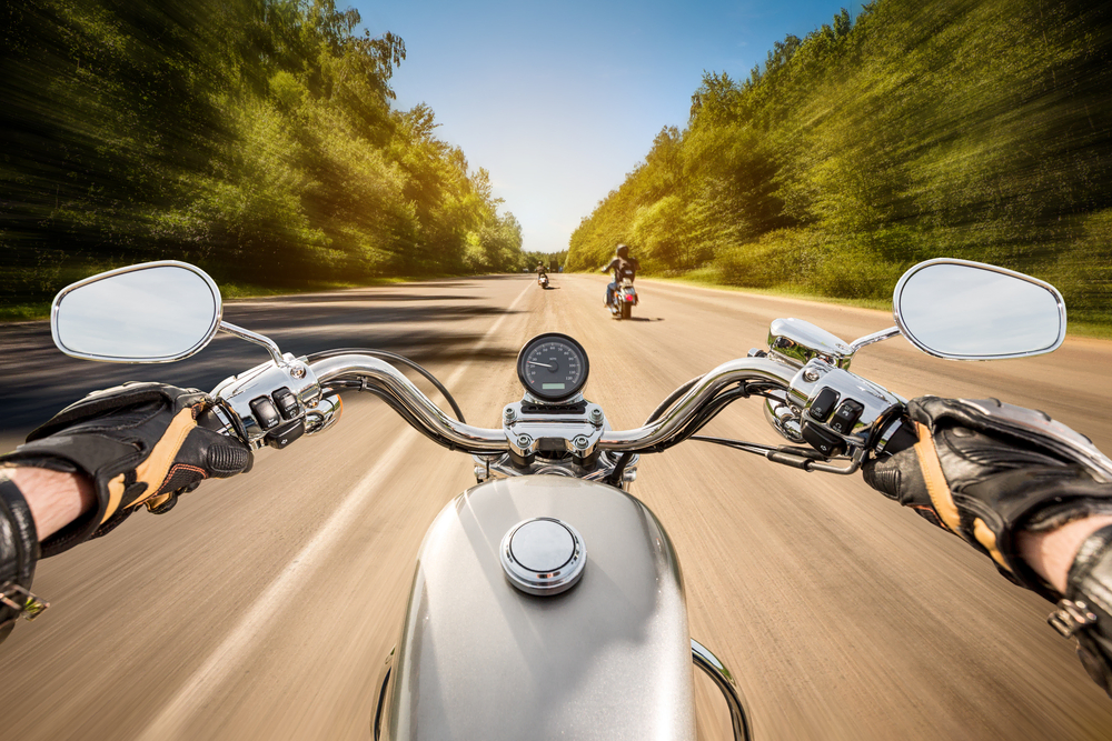 viewpoint of motorcycle rider on the road