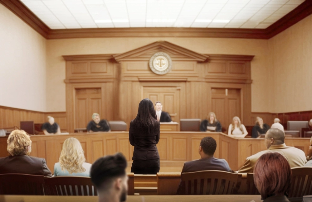 People from behind in a court room - cheap DUI insurance in Georgia.
