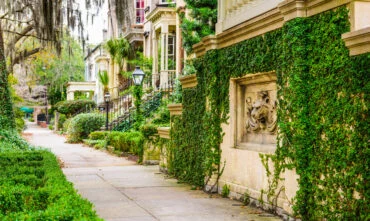 Savannah, Georgia historical buildings and streets.