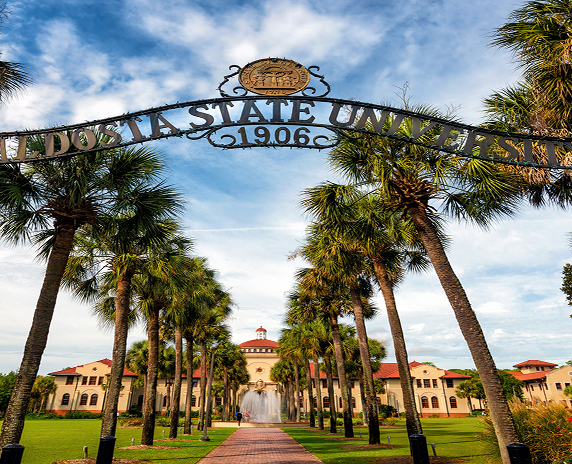 VALDOSTA, GA - OCT. 4: Front gateway at Valdosta State University in Valdosta, Ga., on Oct. 4, 2021. More than 13,000 students attend the school in south Georgia.
