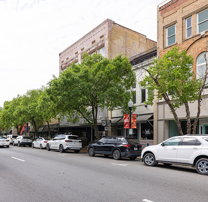 Valdosta, Georgia, USA - April 16, 2022: The old business district on Patterson Street