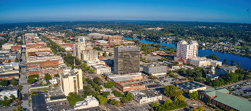 Aerial View of Downtown Augusta - cheap car insurance in Georgia.