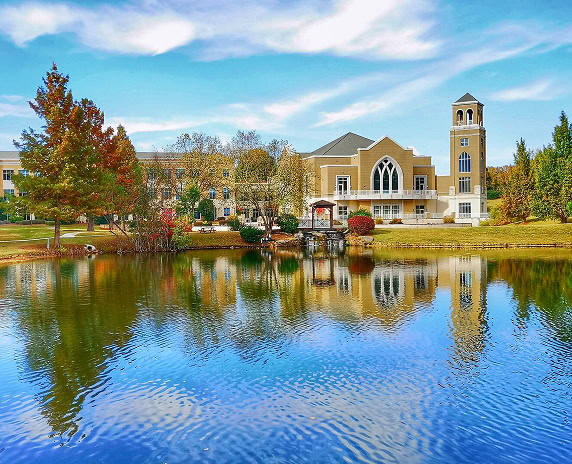 Reflection by the lake in Perimeter Church GA.