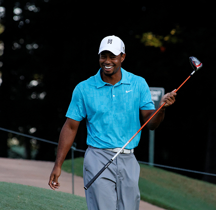 Tiger Woods walking on the course during practice rounds at the 2011 PGA Championship tournament in Jonhs Creek, Georgia on August 10, 2011