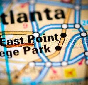 East Point. Georgia. USA on a map – cheap car insurance in Georgia.