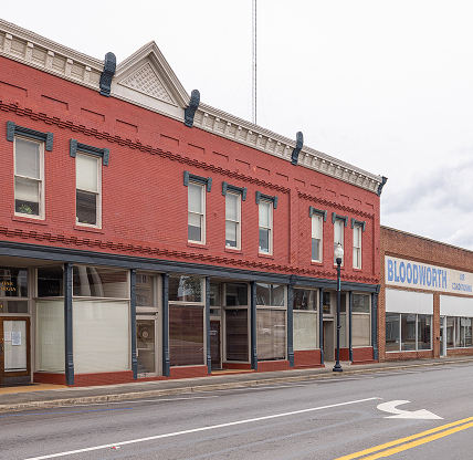 Tifton, Georgia, USA - April 17, 2022: The old business district on 2nd Street