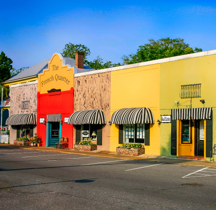 Stores in the French Quarter of St. Marys in Georgia, USA