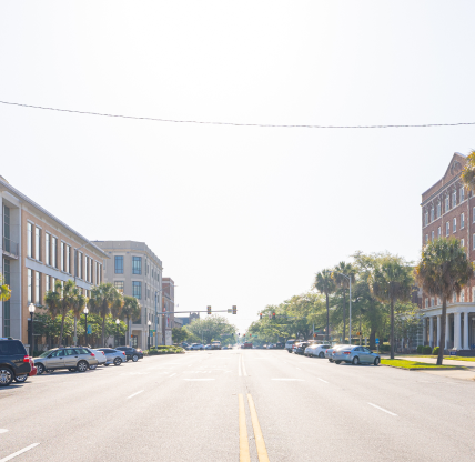 Albany, Georgia, USA - April 19, 2022: Downtown as seen on Pine Avenue.